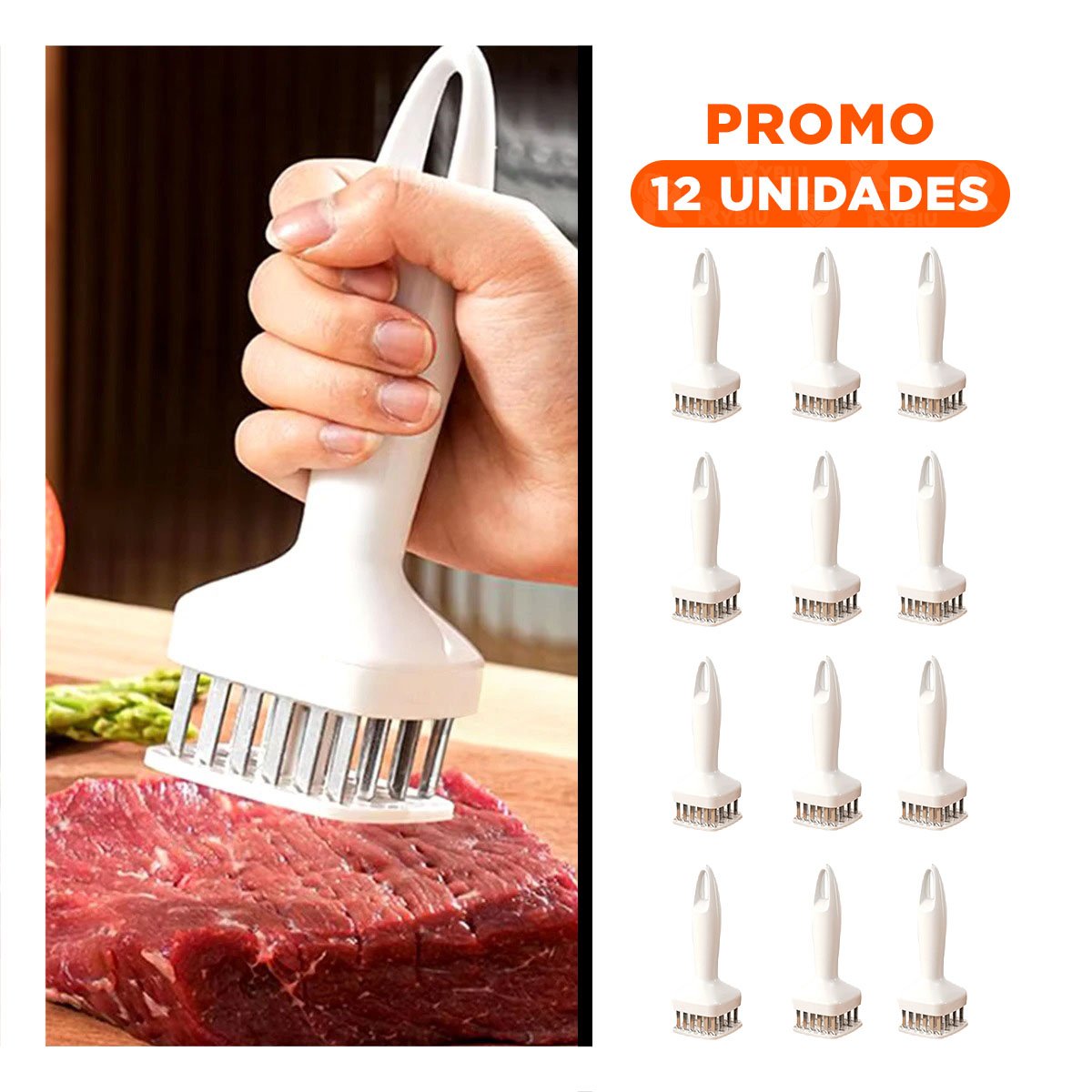 PACK12 EQUIPO ABLANDADOR DE CARNE BLANCO PREPARACION RAPIDA Y UNIFORME - 1