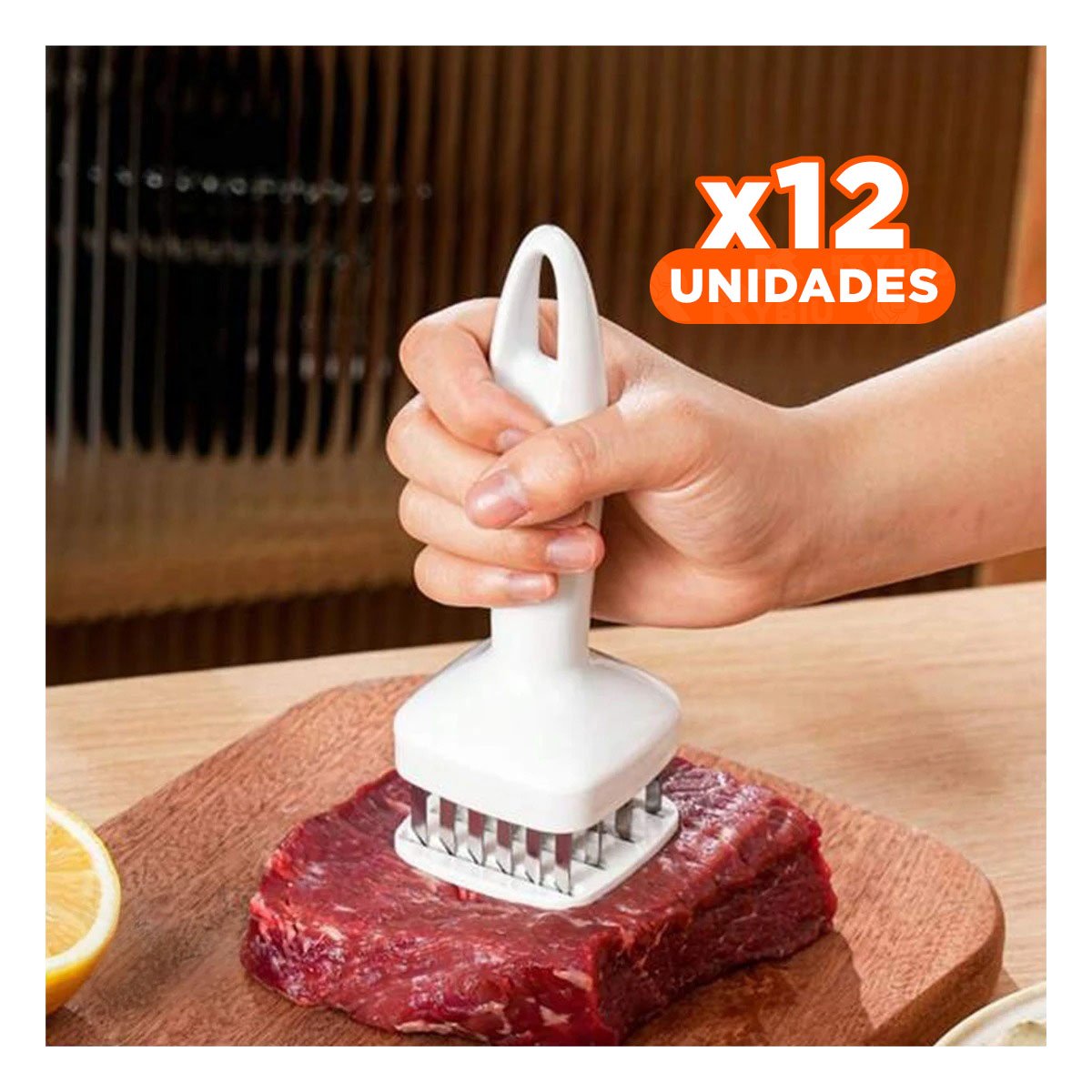 PACK12 INSTRUMENTO ABLANDADOR DE CARNE BLANCO PREPARACION RAPIDA DE CARNES Y+REGALO STICKER - 1