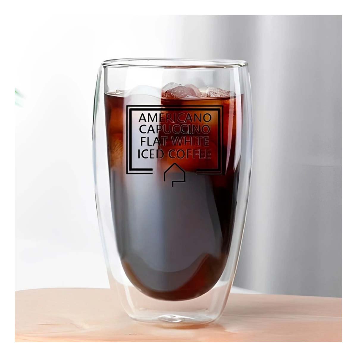 PACK12 RECIPIENTE FRAPPUCCINO EN VIDRIO DOBLE CAPA DE 450 ML COLOR TRANSPARENTE Y+PAPEL REGALO - 2