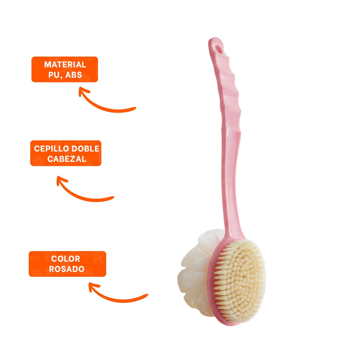 CEPILLO SPA ROSADO 36CM DOBLE CABEZALES PARA HIGIENE Y CONFORT Y+LIGAS REGALO - 5