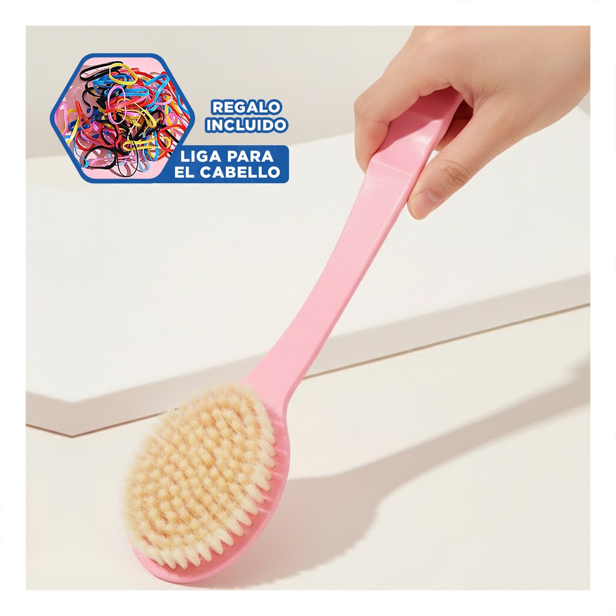 CEPILLO SPA ROSADO 36CM UN CABEZAL PARA HIGIENE Y CONFORT Y+LIGAS REGALO - 2