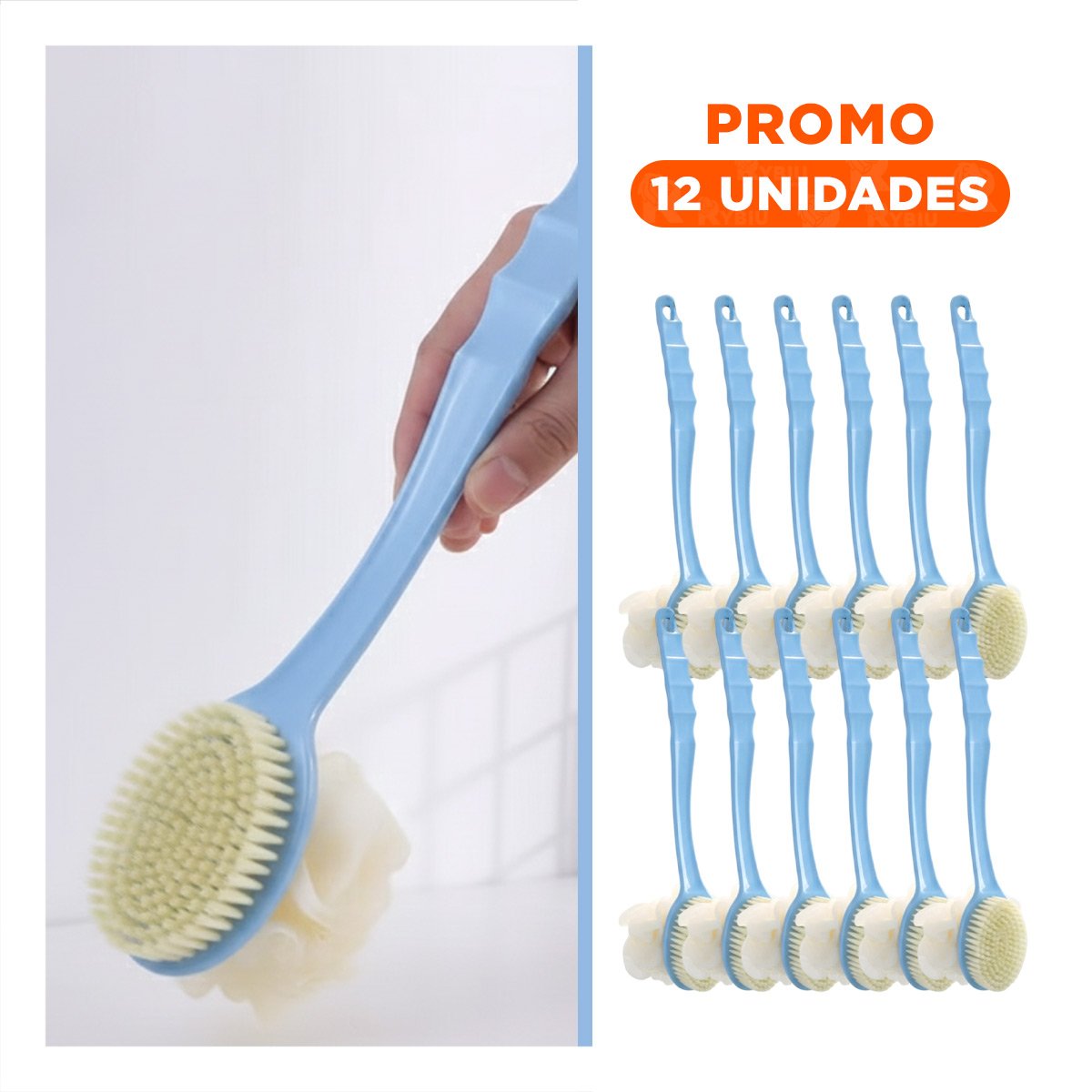 PACK12 BROCHA HIGIENE AZUL 36CM DOBLE CABEZALES FACIL DE USAR - 1