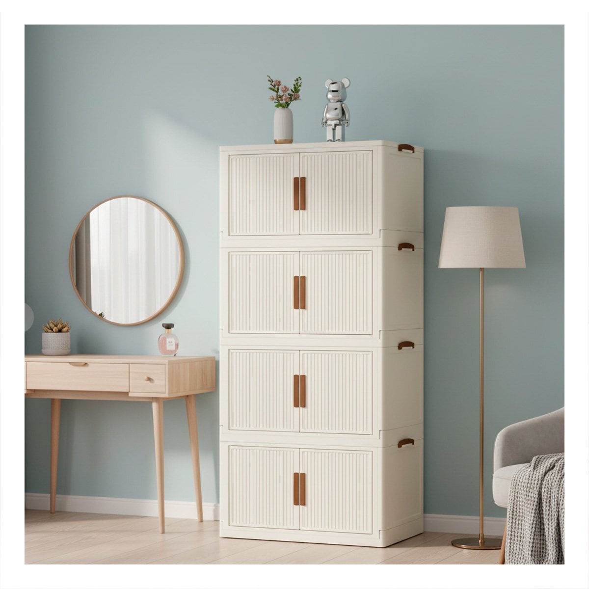 ESTANTE PLEGABLE 4 NIVELES BEIGE ORGANIZADOR DE ROPA Y ACCESORIOS Y+PAPEL REGALO - 1