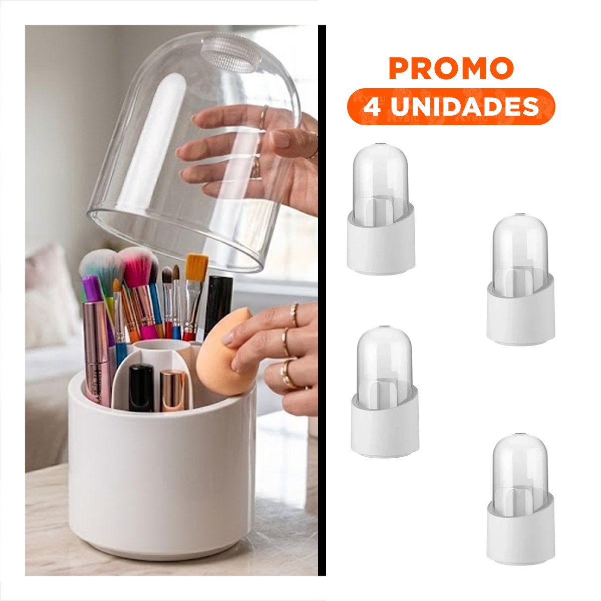 PACK4 SOPORTE BLANCO GIRATORIO PARA MAQUILLAJE Y ACCESORIOS DE BELLEZA - 1