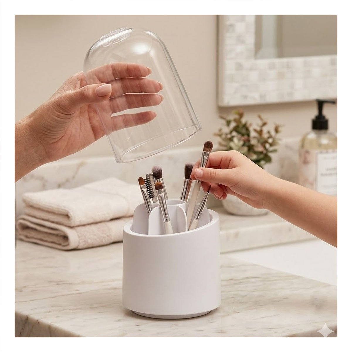 PACK4 SOPORTE BLANCO GIRATORIO PARA MAQUILLAJE Y ACCESORIOS DE BELLEZA - 3