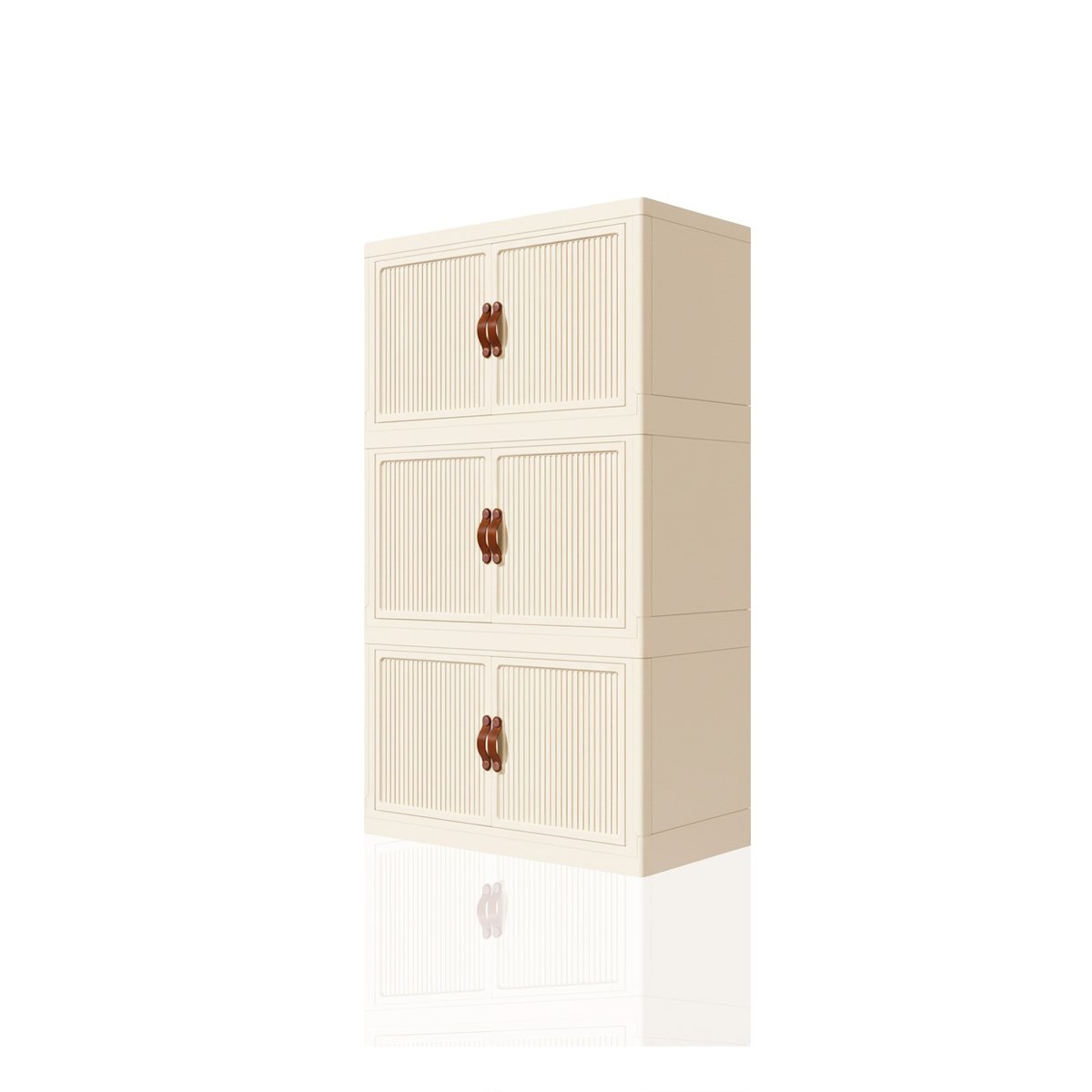 PACK2 MUEBLE DE ROPA BEIGE PLEGABLE 3 NIVELES ESTANTE DORMITORIO Y+REGALO STICKER - 2