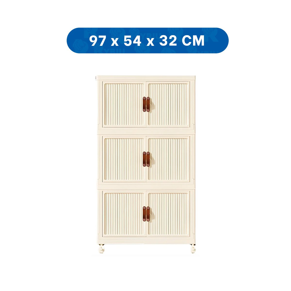 PACK2 MUEBLE DE ROPA BEIGE PLEGABLE 3 NIVELES ESTANTE DORMITORIO Y+REGALO STICKER - 4