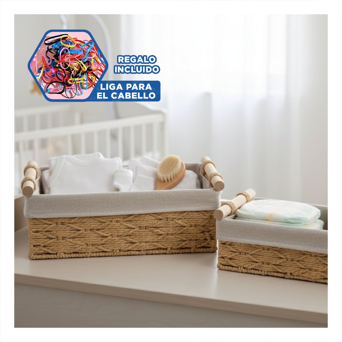 CANASTA DE ALMACENAJE RECTANGULAR PARA DORMITORIO MOSTAZA 24.5X14.5CM Y+LIGAS REGALO - 2