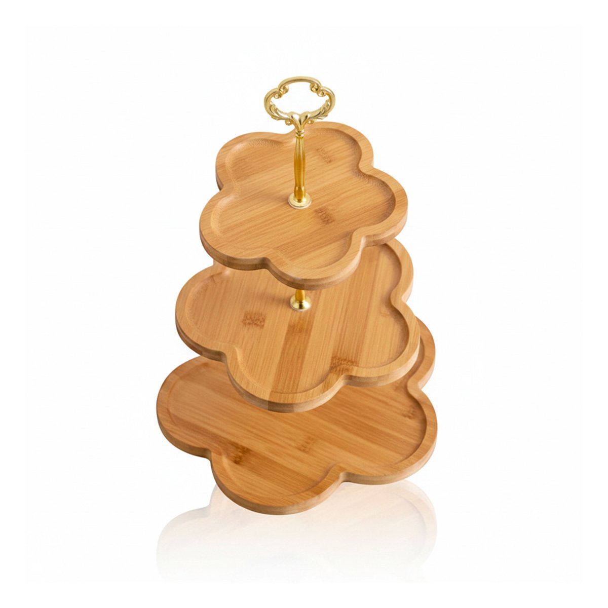 FUENTE EXHIBIDOR 3 NIVELES FLOR MARRON PARA POSTRES EN MESA Y EVENTOS Y+REGALO STICKER - 1