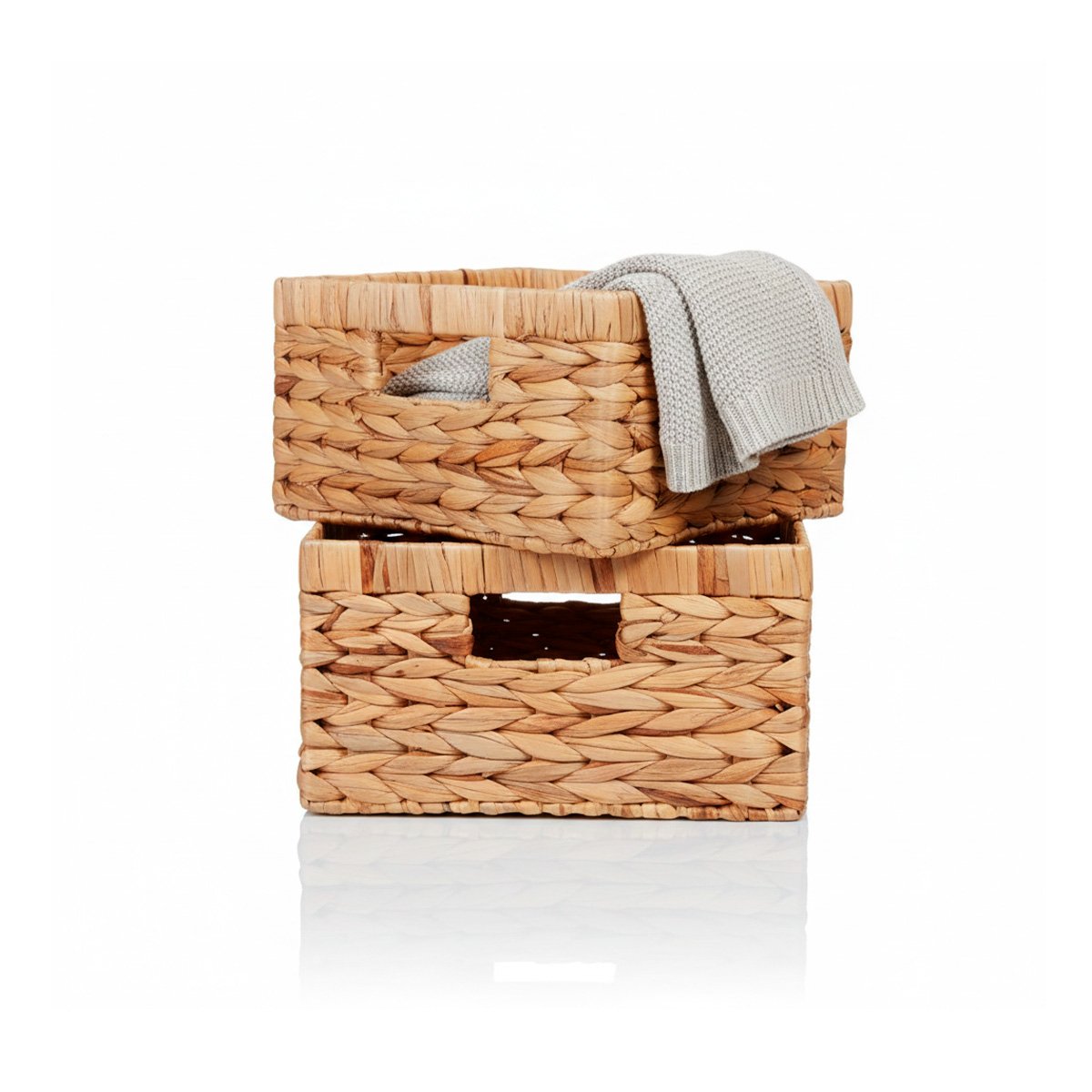 SET JUEGO DE CANASTAS CUADRADAS MOSTAZA CON ASAS INTERIORES PARA ORDEN Y+LIGAS REGALO - 5
