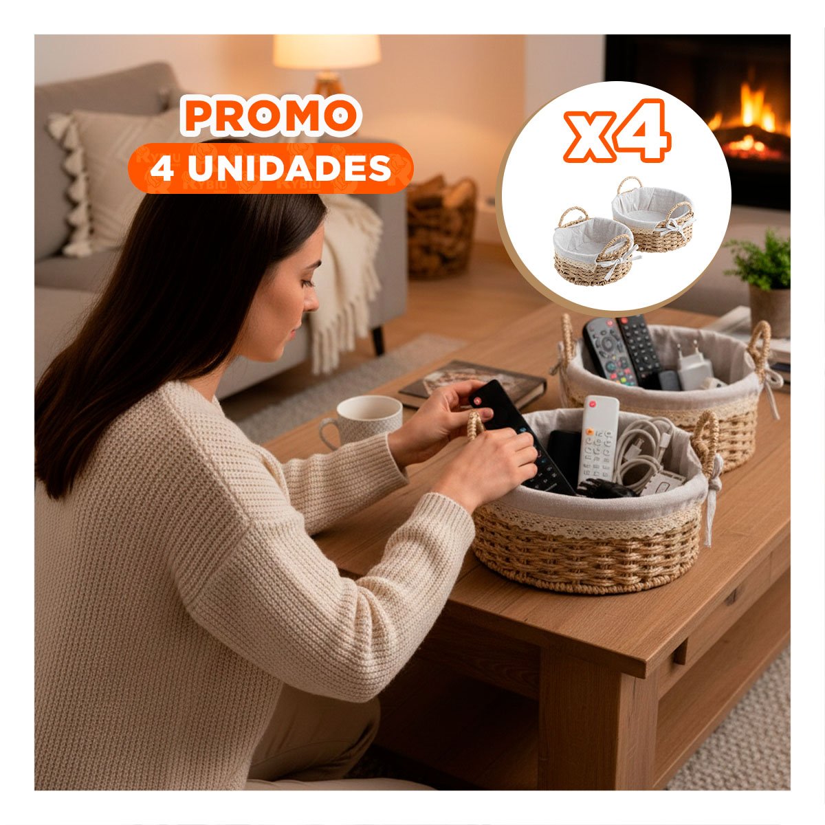 PACK4 CONJUNTO 2 CAJA CIRCULAR TEJIDA CON FORRO BEIGE Y PLOMO PARA OBJETOS Y+PAPEL REGALO - 1