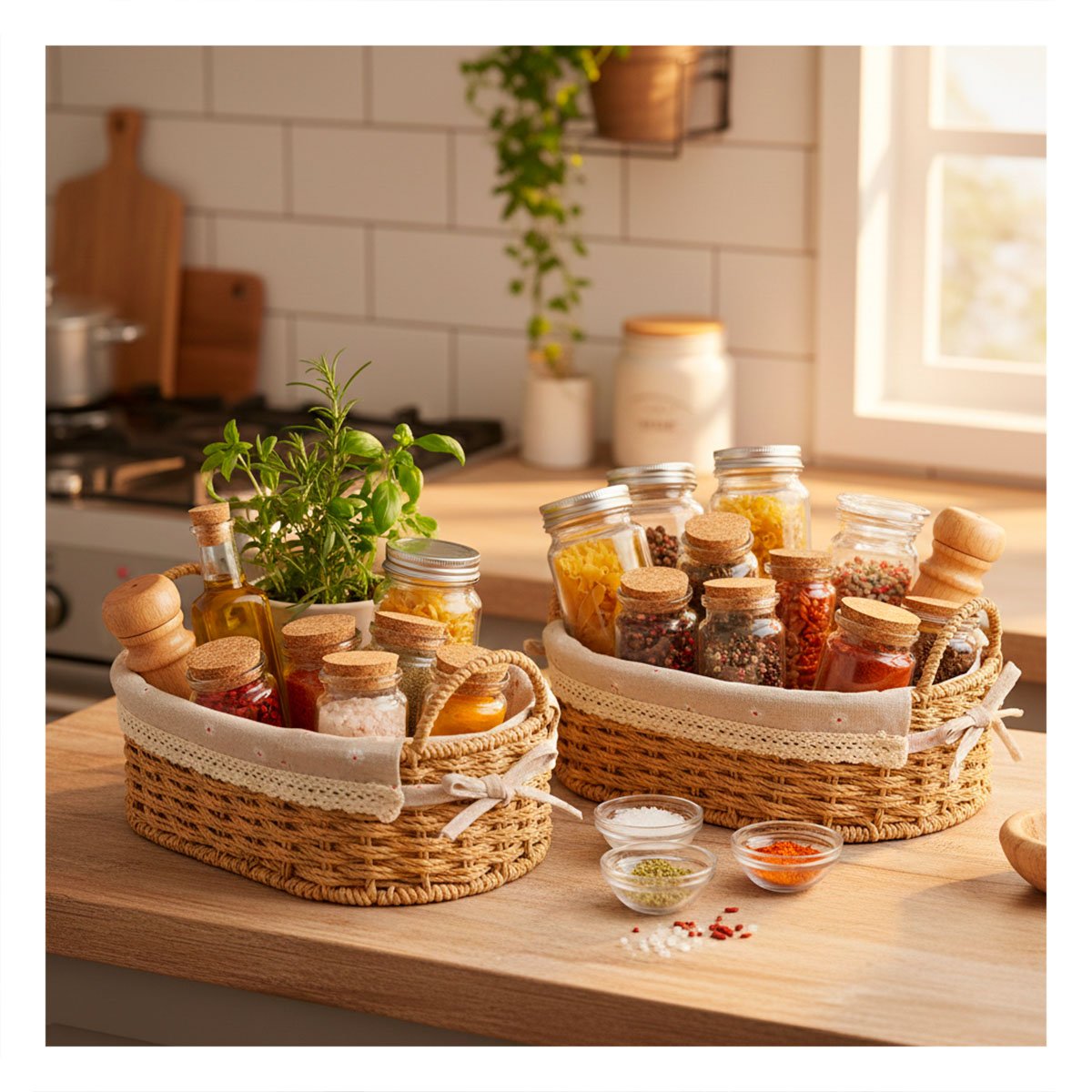 SET 2 CANASTO OVALADO TEJIDO CON FORRO BEIGE Y PLOMO PARA GUARDAR ACCESORIOS Y+PAPEL REGALO - 1