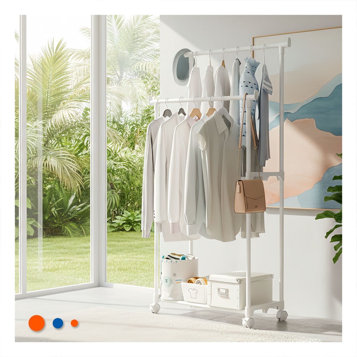 PACK12 SOPORTE DOBLE DE ROPA BLANCO ELEGANTE Y COMPACTO PARA ORGANIZAR PRENDAS Y+PAPEL REGALO - 5