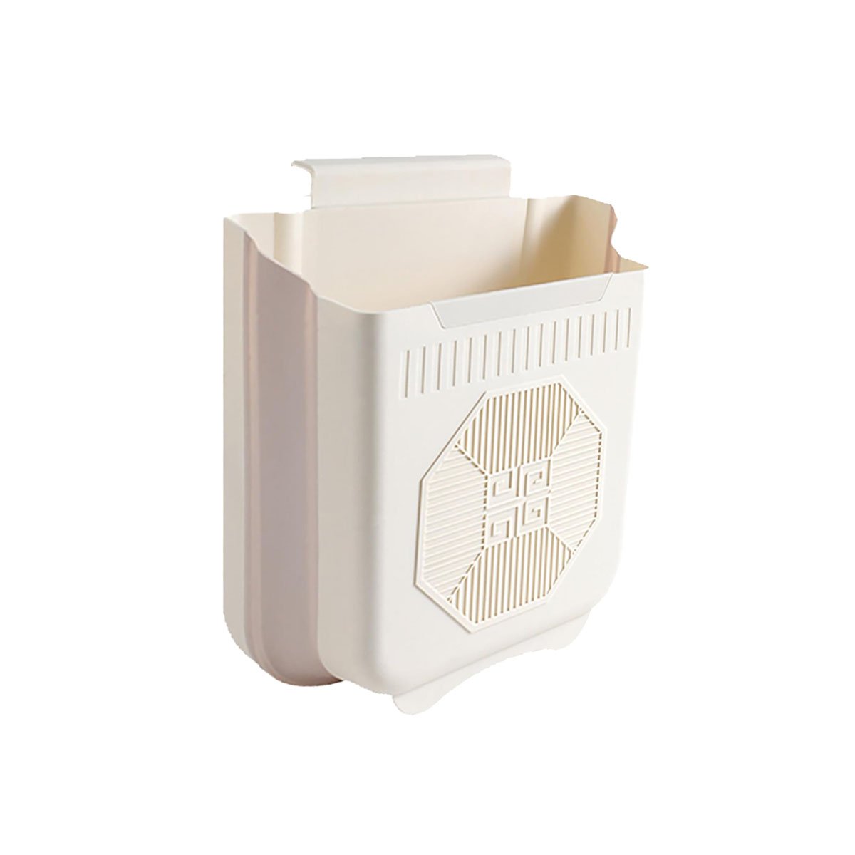 CESTO PLEGABLE PARA PUERTA 22X21X12CM CREMA Y PLOMO PARA COCINA Y+REGALO STICKER - 1