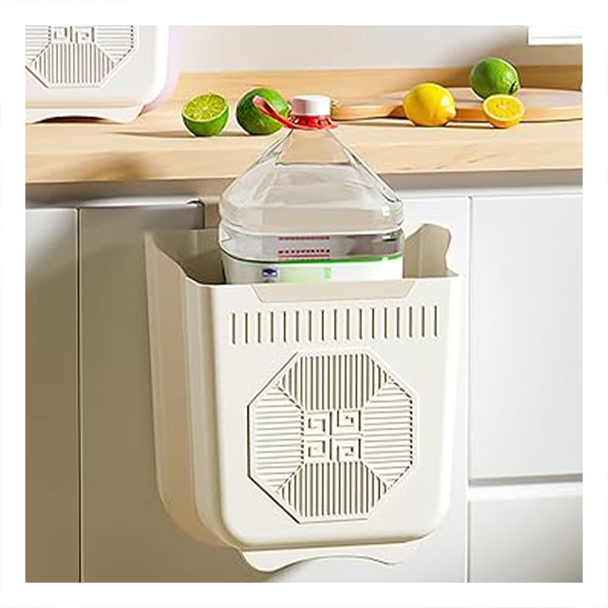CESTO PLEGABLE PARA PUERTA 22X21X12CM CREMA Y PLOMO PARA COCINA Y+REGALO STICKER - 2