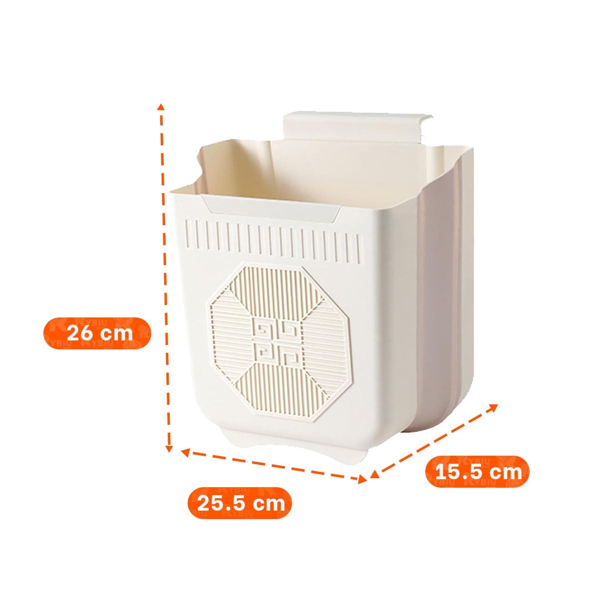 CESTO PLEGABLE PARA PUERTA 26X25,5X15,5CM CREMA Y PLOMO PARA COCINA Y+REGALO STICKER - 4