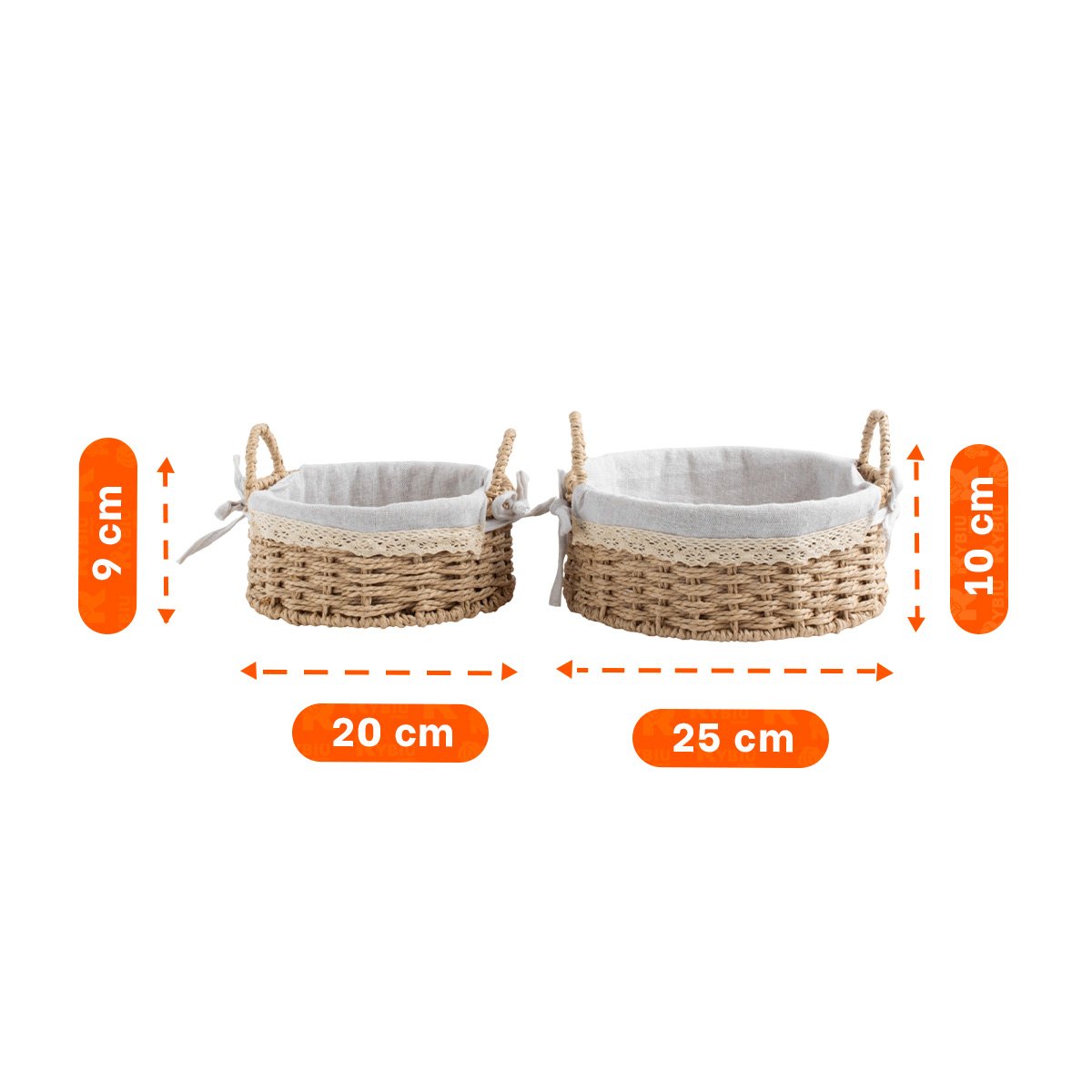 SET 2 CAJA CIRCULAR TEJIDA CON FORRO BEIGE Y PLOMO PARA MANTENER ORDEN Y+POST IT - 4