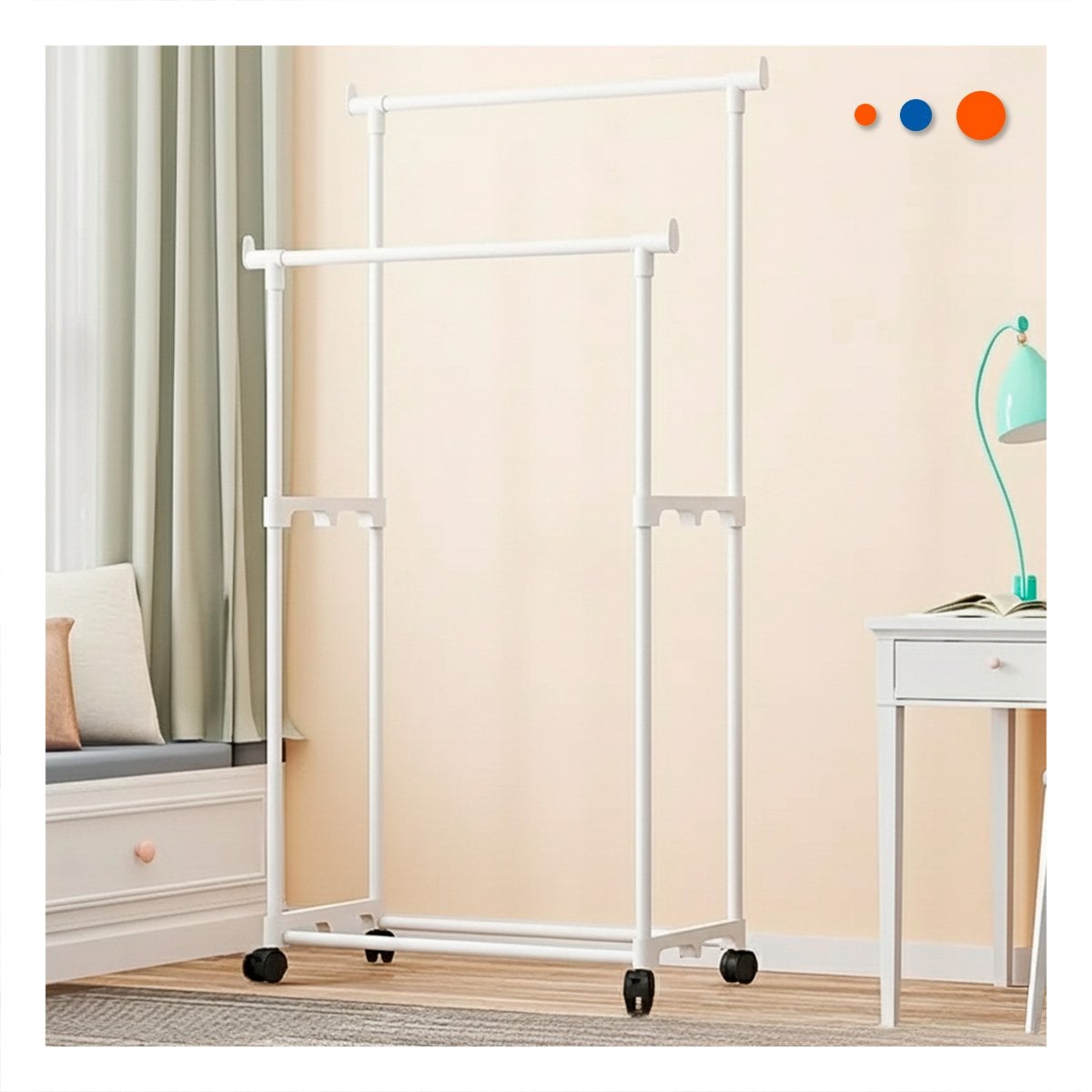 ORGANIZADOR COLGADOR DOBLE DE ROPA BLANCO RESISTENTE Y PRACTICO PARA TODA ROPA Y+PAPEL REGALO - 1
