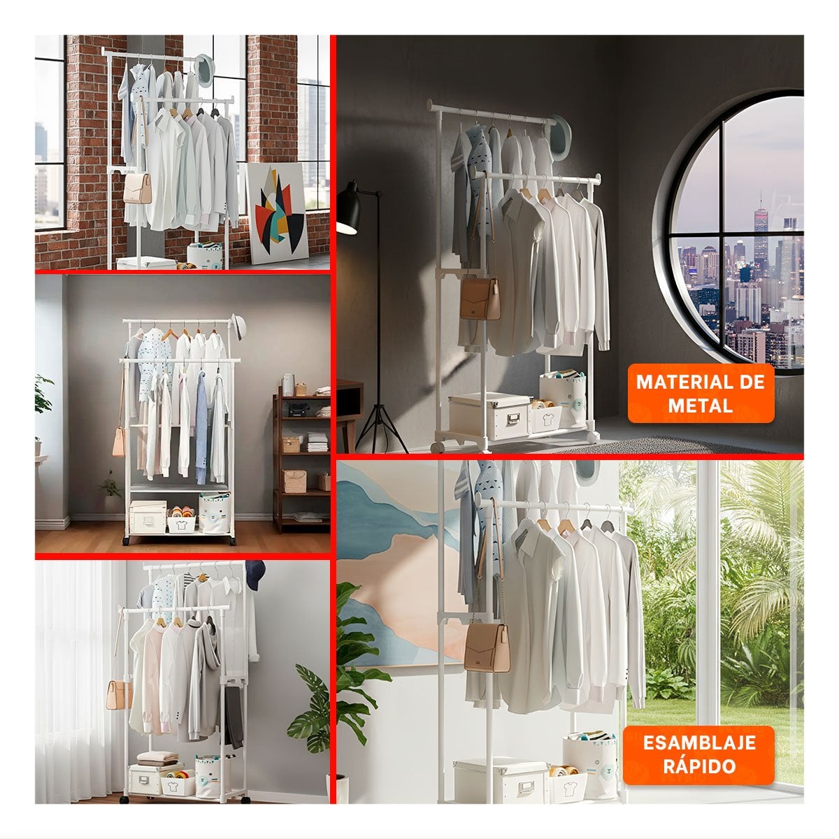 ORGANIZADOR COLGADOR DOBLE DE ROPA BLANCO RESISTENTE Y PRACTICO PARA TODA ROPA Y+PAPEL REGALO - 3