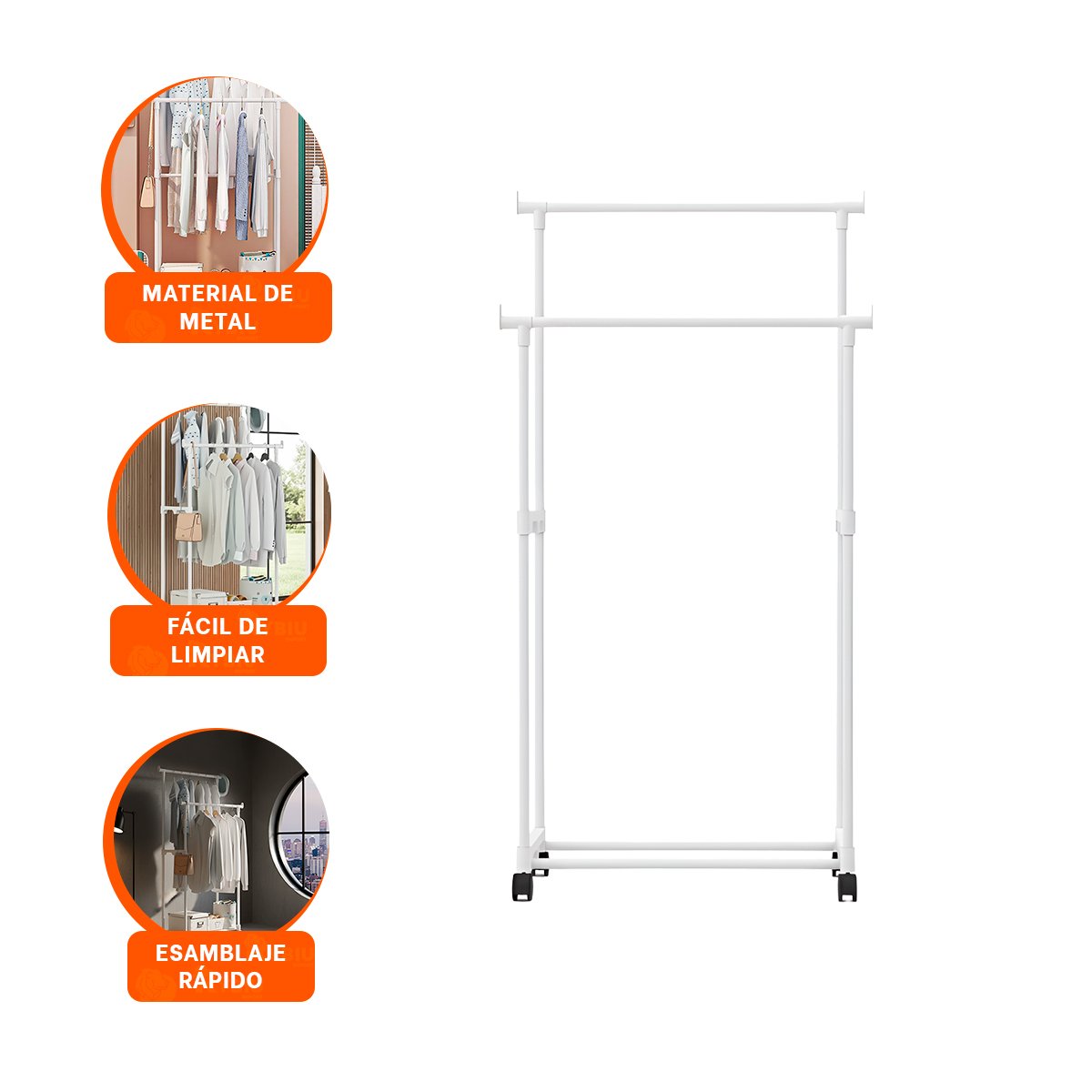ORGANIZADOR COLGADOR DOBLE DE ROPA BLANCO RESISTENTE Y PRACTICO PARA TODA ROPA Y+PAPEL REGALO - 5