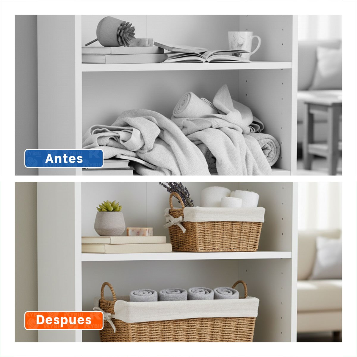 PACK4 CONJUNTO DE CANASTAS RECTANGULARES CON ASAS REFORZADAS MOSTAZA Y+REGALO STICKER - 2