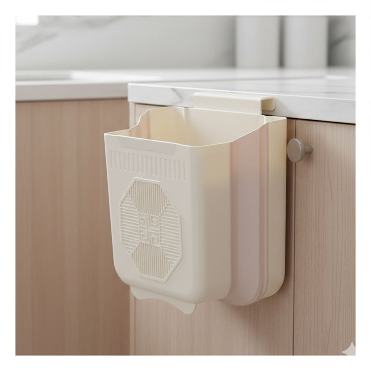 PACK6 BASURERO PLEGABLE PUERTA 22X21X12CM PLOMO Y CREMA PARA COCINA - 3