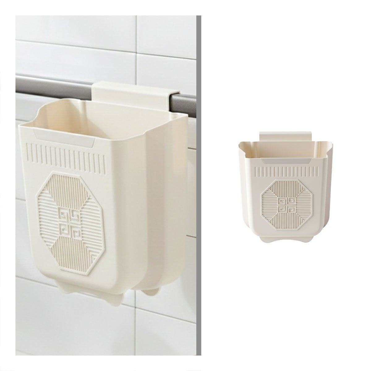 BASURERO PLEGABLE PUERTA 26X25,5X15,5CM PLOMO Y CREMA PARA LAVADERO Y+PAPEL REGALO - 5