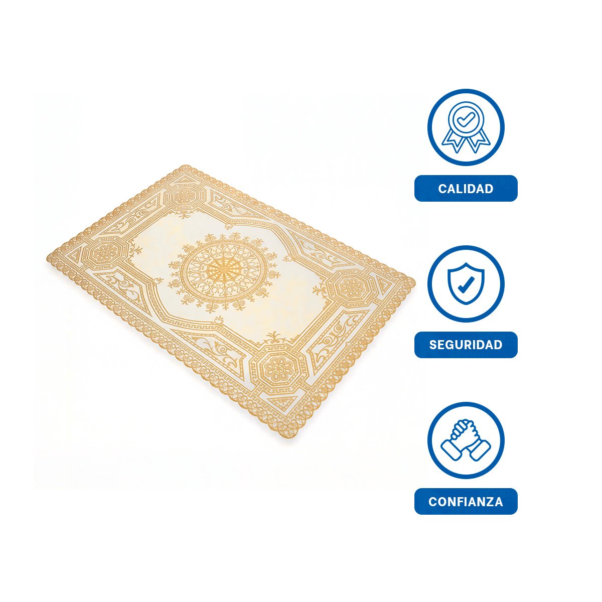 MANTEL MODERNO DORADO CON DETALLE MANDALA PARA MESA DE FIESTA Y+LIGAS REGALO - 5