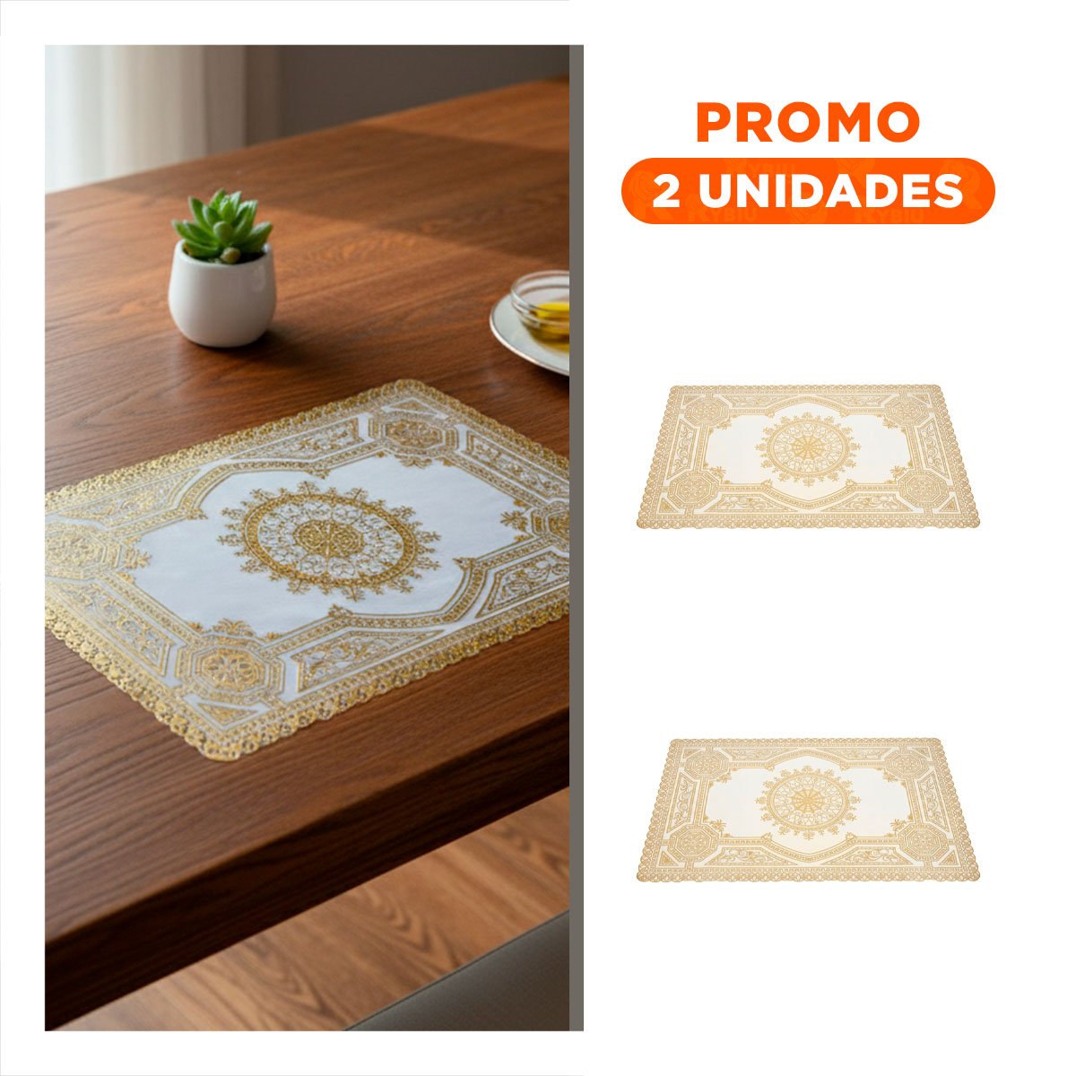 PACK2 CUBIERTA ELEGANTE DORADA CON MOTIVO MANDALA PARA DECORACIÓN NAVIDEÑA Y+REGALO STICKER - 1