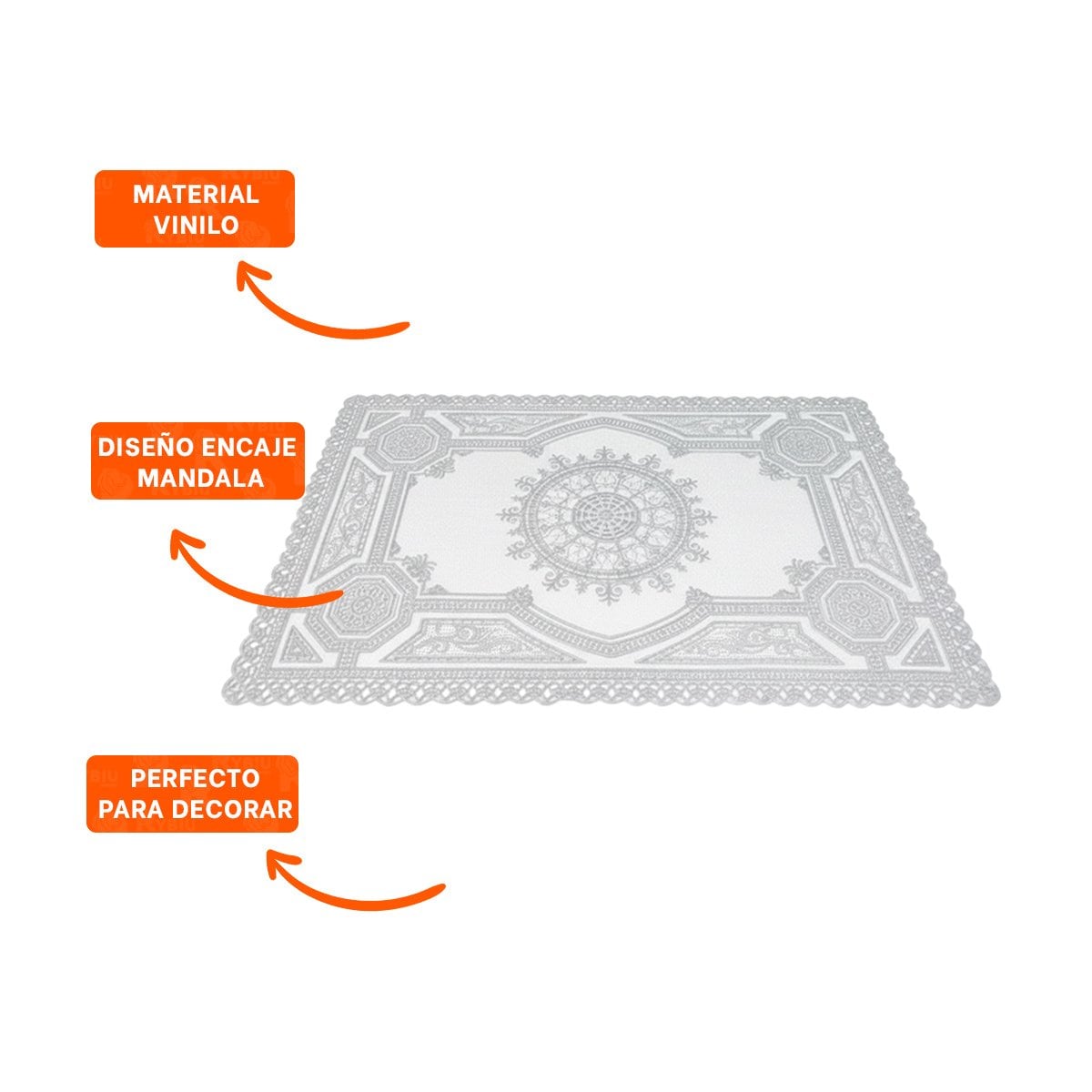 MANTEL SOFISTICADO PLATEADO CON MANDALA PARA DECORACION DE HOGAR Y+POST IT - 5