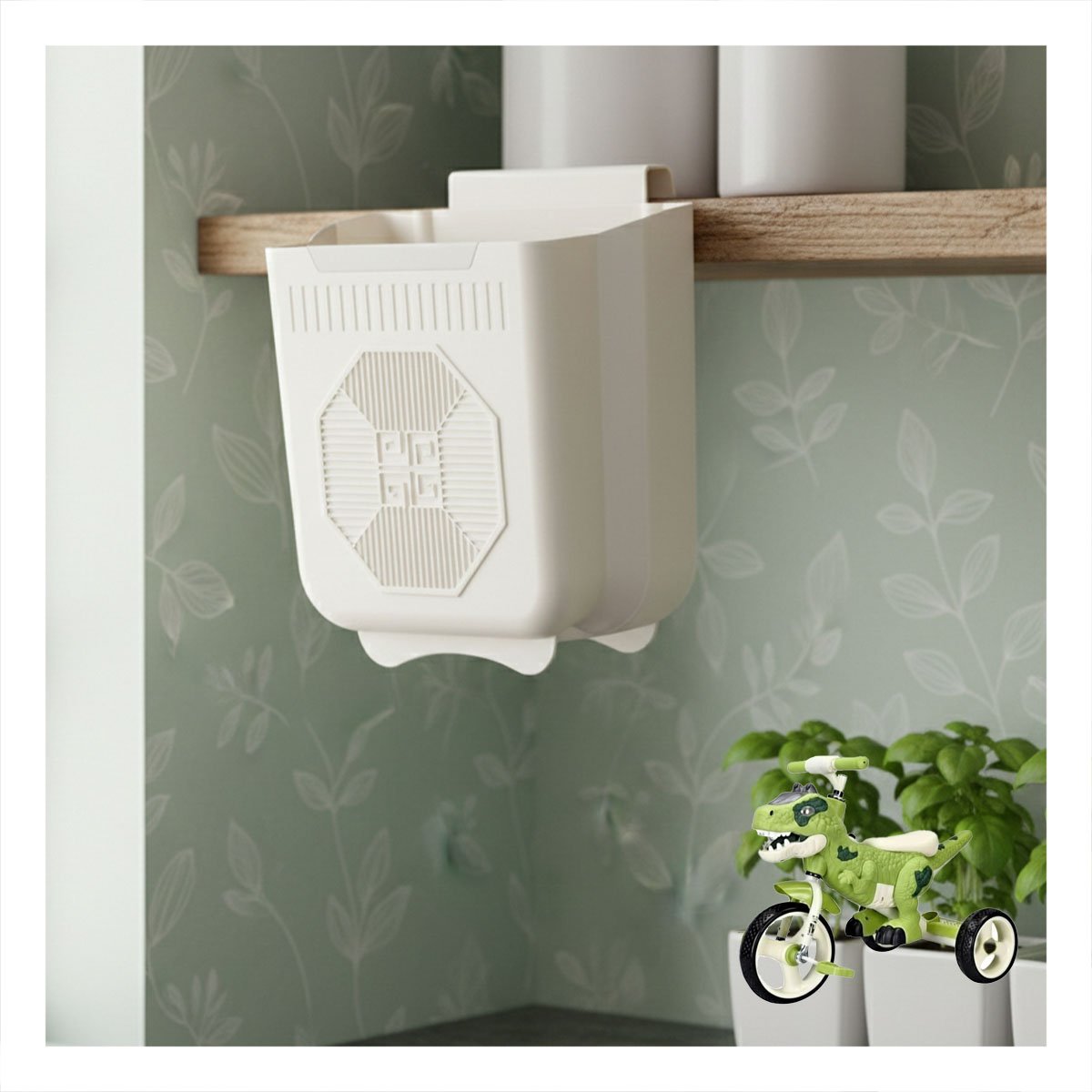 DEPOSITO PLEGABLE PARA PUERTA 22X21X12CM CREMA Y PLOMO PARA COCINA Y+POST IT - 3