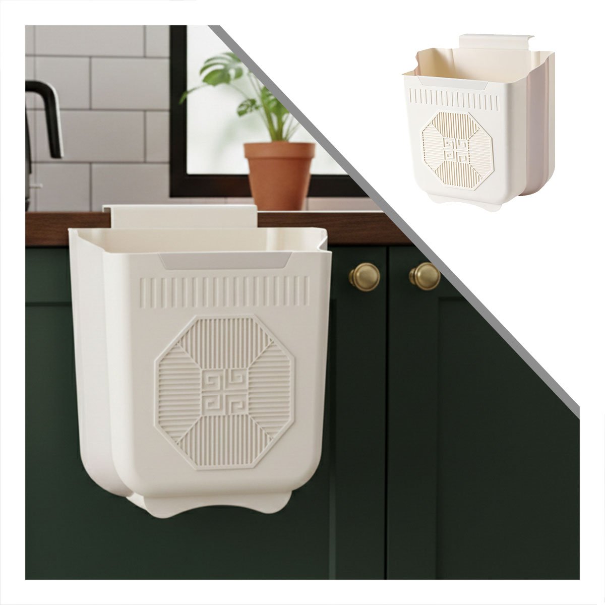 DEPOSITO PLEGABLE PARA PUERTA 22X21X12CM CREMA Y PLOMO PARA COCINA Y+POST IT - 5