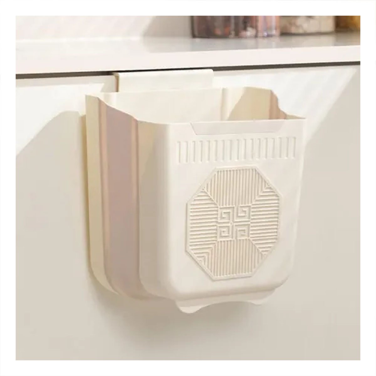 PACK2 BASURERO PLEGABLE PARA PUERTA 26X25,5X15,5CM CREMA Y PLOMO PARA COCINA Y+PAPEL REGALO - 2