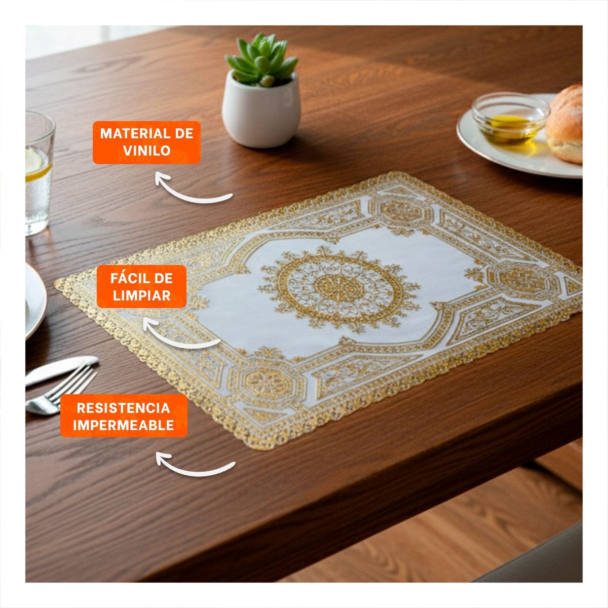 PACK6 PROTECTOR MODERNO DORADO CON DETALLE MANDALA PARA HOGAR MODERNO Y+REGALO STICKER - 5