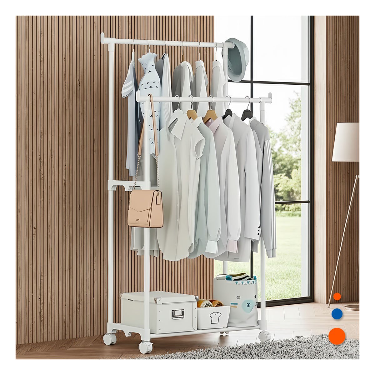 ESTANTE COLGADOR DOBLE DE ROPA BLANCO PARA ORGANIZAR TU HOGAR CON ESTILO - 5