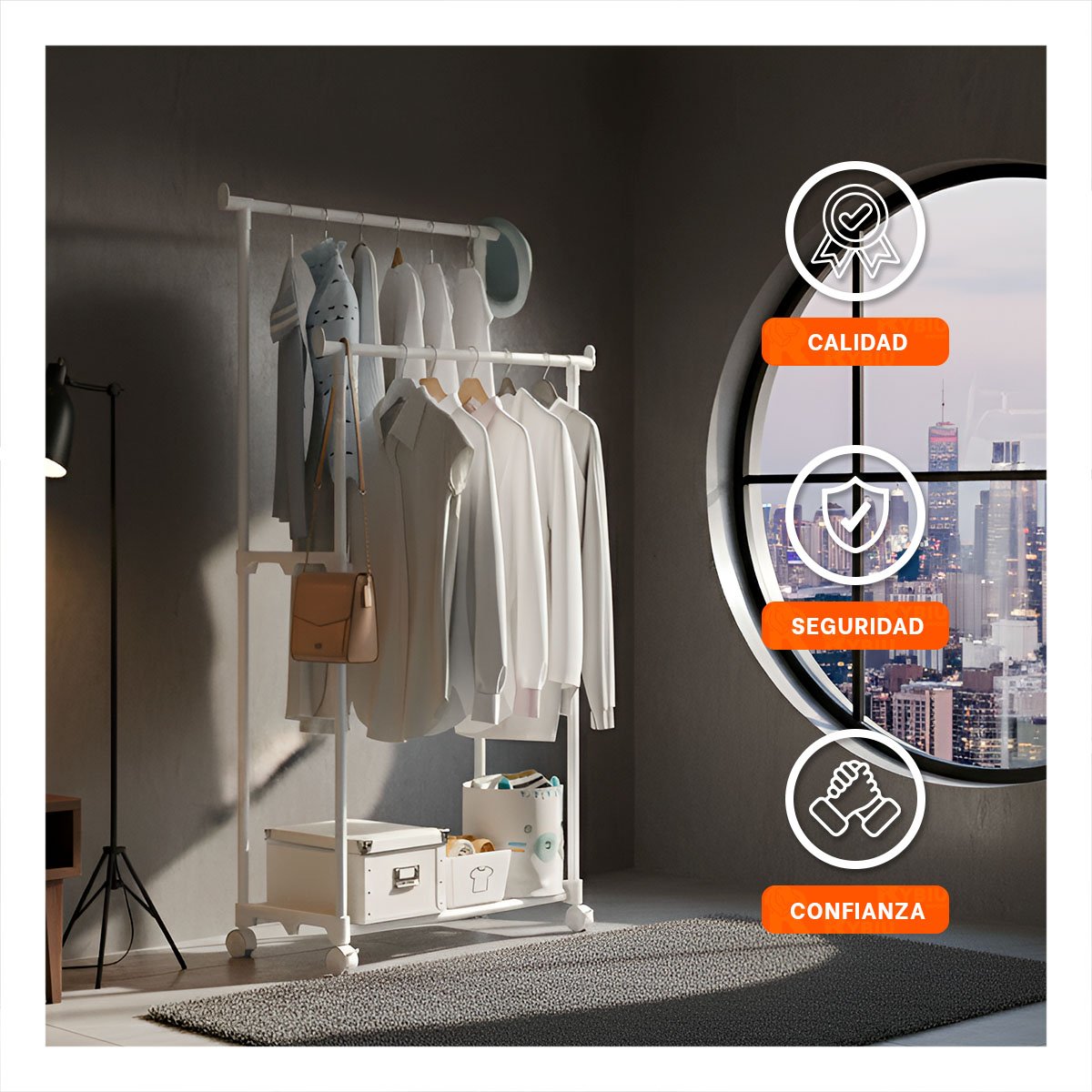 PACK12 ESTANTE DOBLE DE ROPA BLANCO FUNCIONAL Y RESISTENTE PARA VESTIDOR - 3