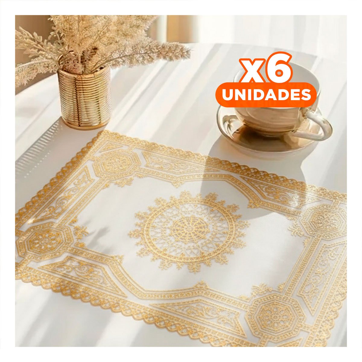 PACK6 PROTECTOR ELEGANTE DORADO CON MOTIVO MANDALA PARA DECORACIÓN FESTIVA Y+PAPEL REGALO - 1