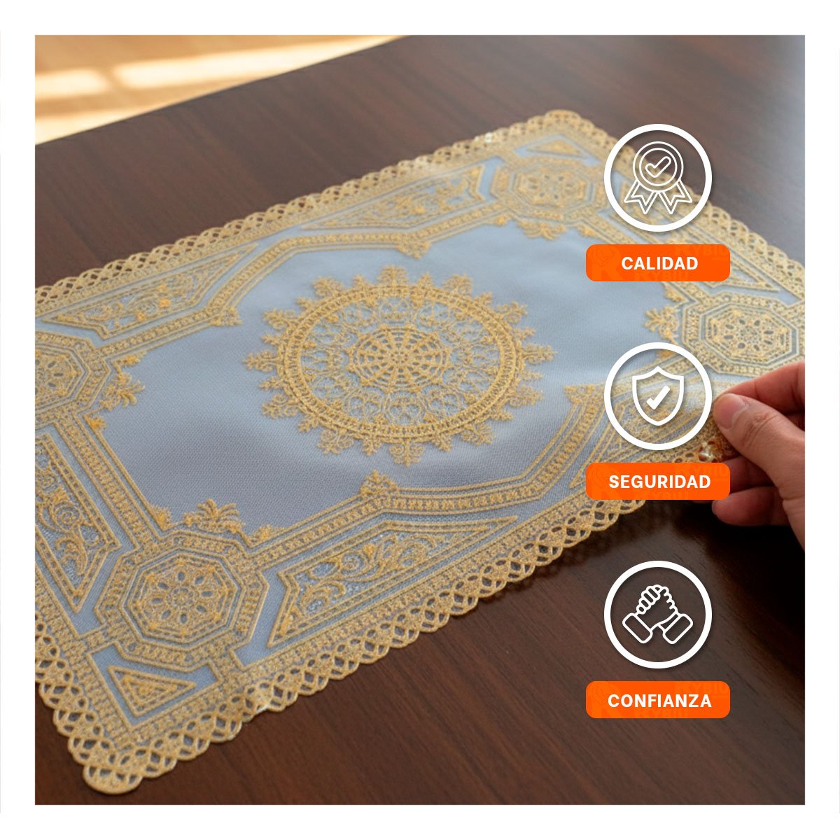 PACK6 PROTECTOR ELEGANTE DORADO CON MOTIVO MANDALA PARA DECORACIÓN FESTIVA Y+PAPEL REGALO - 2