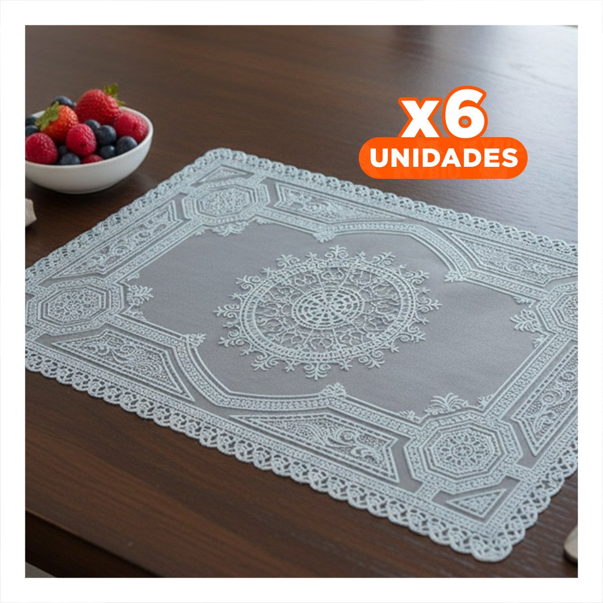 PACK6 PROTECTOR DECORATIVO PLATEADO CON DISEÑO MANDALA PARA CELEBRACION - 1