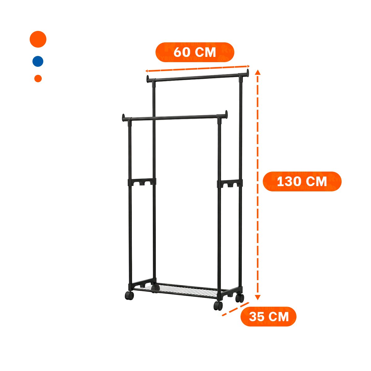 ESTANTE COLGADOR DOBLE DE ROPA NEGRO PARA ORGANIZAR TU HOGAR CON ESTILO MODERNO - 4