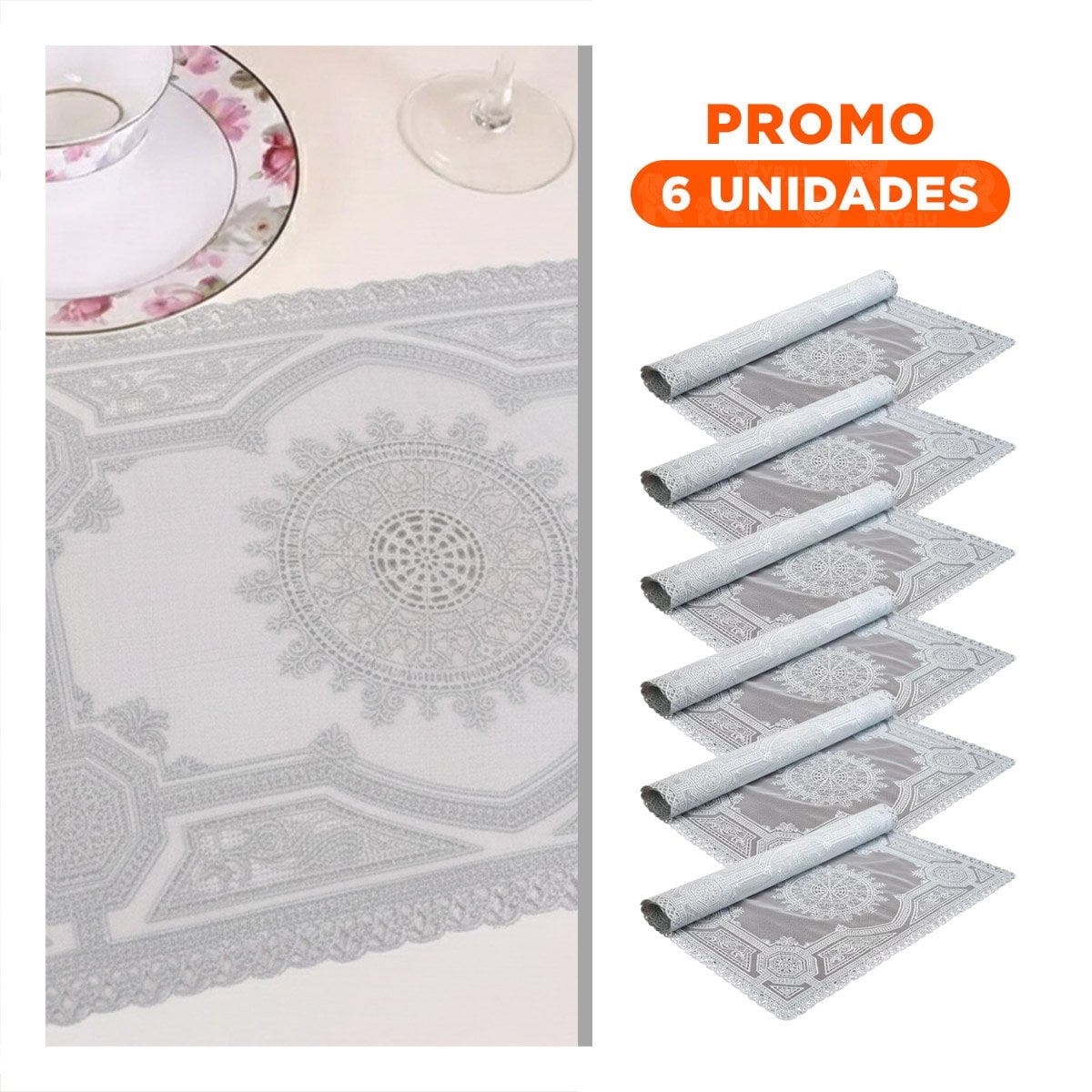 PACK6 PROTECTOR MODERNO PLATEADO CON DETALLE MANDALA PARA HOGAR MODERNO Y+REGALO STICKER - 1