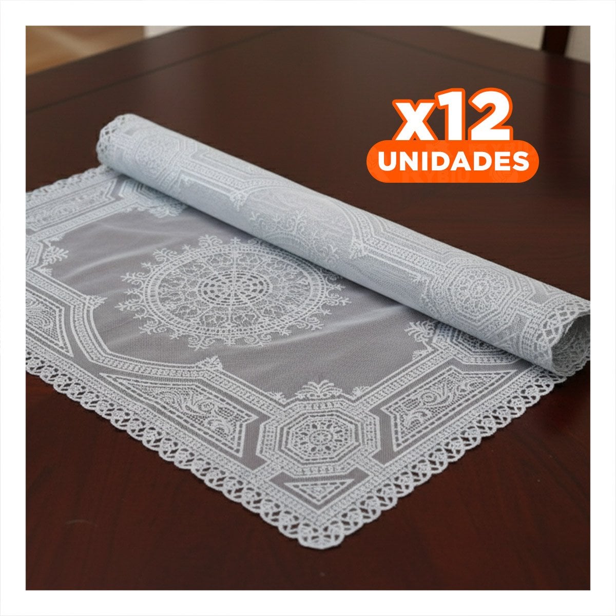 PACK12 TAPETE DECORATIVO PLATEADO CON ENCAJE MANDALA PARA HOGAR MODERNO Y+REGALO STICKER - 1