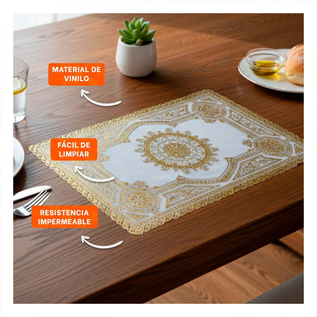 PACK12 TAPETE DECORATIVO DORADO CON ENCAJE MANDALA PARA HOGAR MODERNO Y+REGALO STICKER - 3