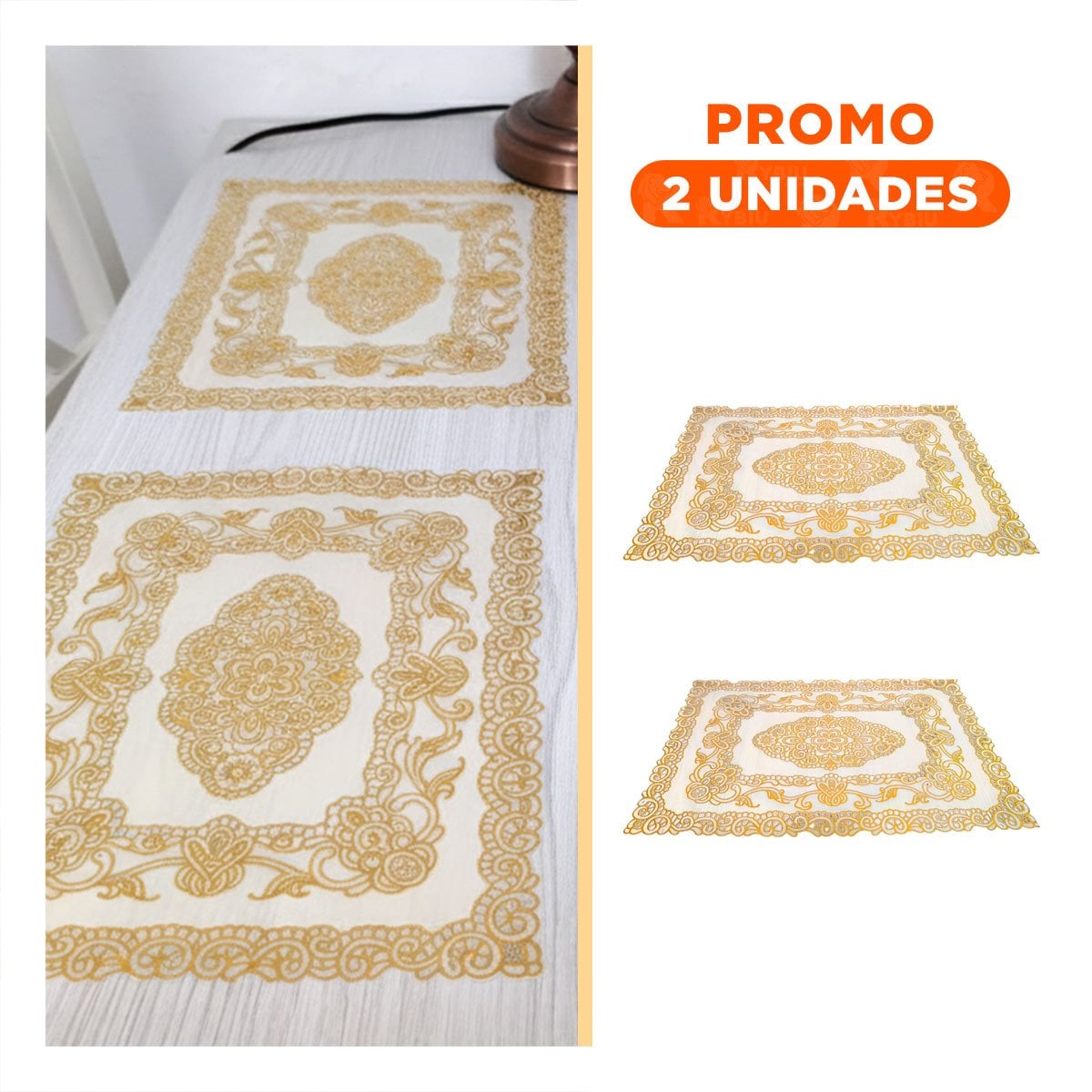 PACK2 CUBIERTA ELEGANTE DORADO CON MOTIVO FLORAL PARA DECORACION NAVIDENA Y+REGALO STICKER - 1