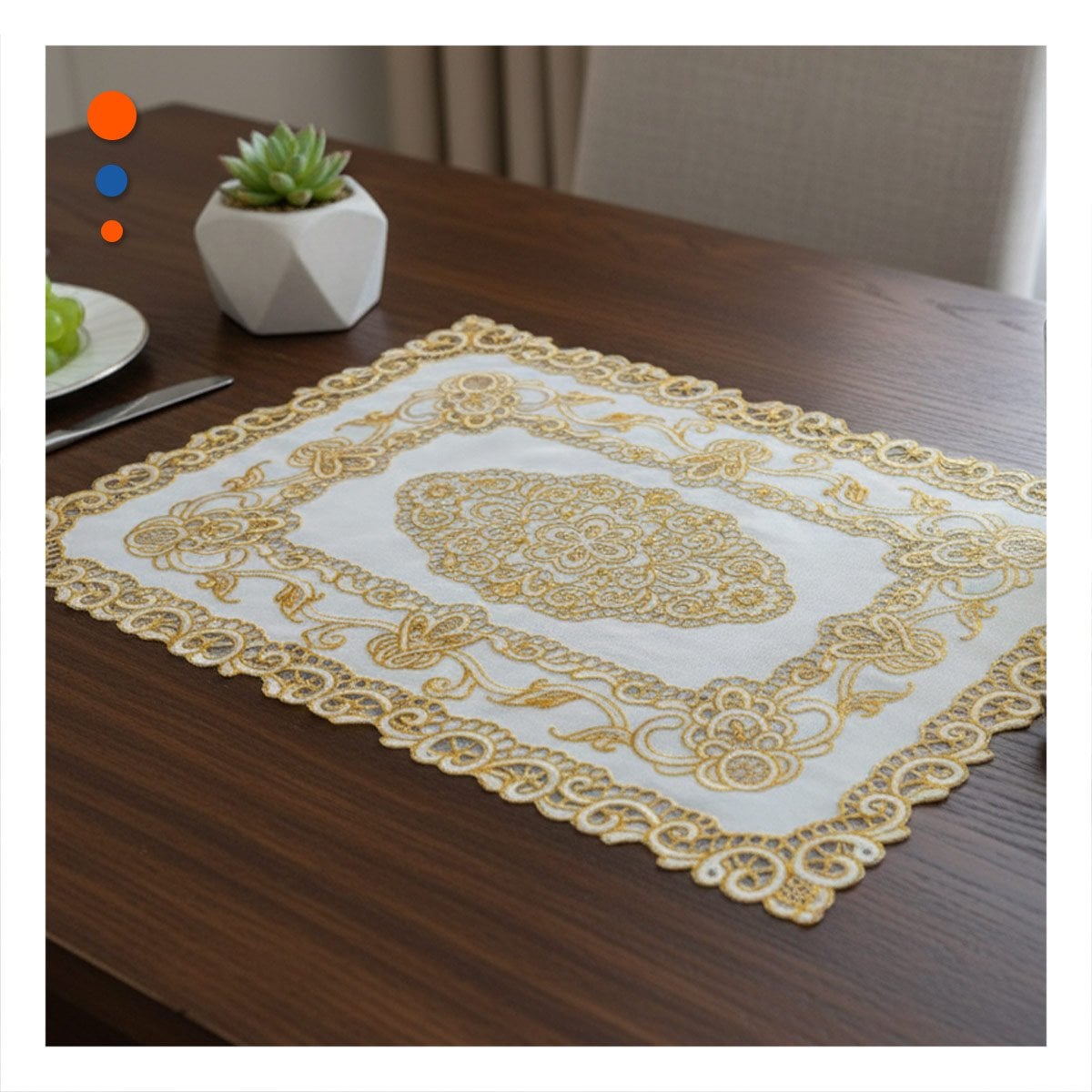 PACK2 CUBIERTA ELEGANTE DORADO CON MOTIVO FLORAL PARA DECORACION NAVIDENA Y+REGALO STICKER - 5