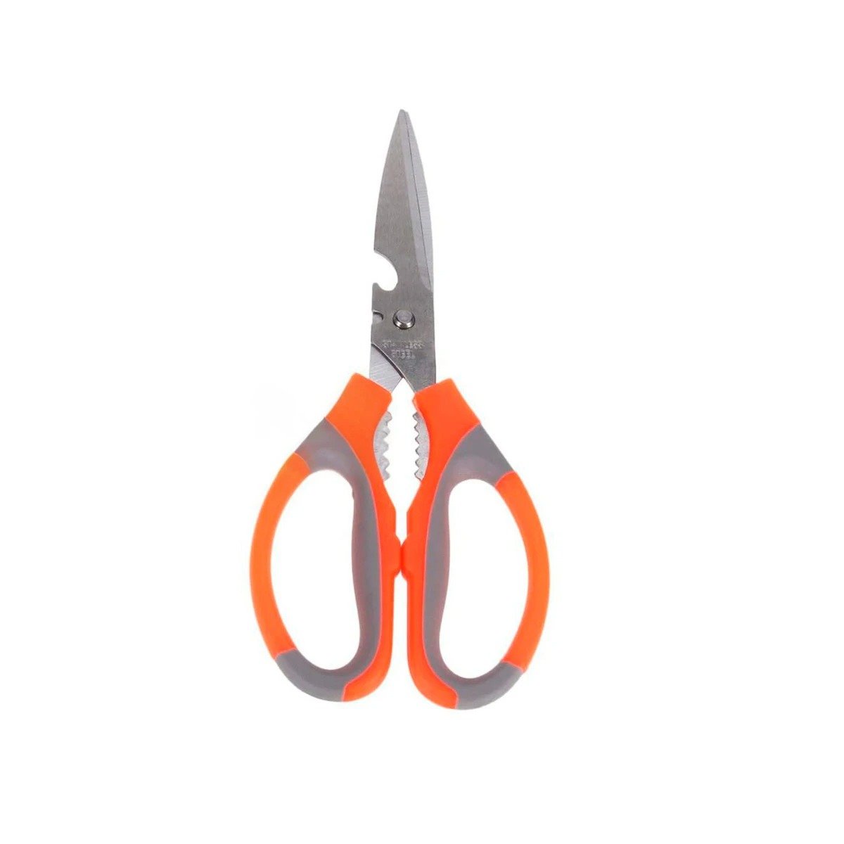 TIJERA DE COCINA 3 EN 1 NARANJA CORTADOR Y ABRIDOR DE BOTELLA INTEGRADO Y+LIGAS REGALO - 5