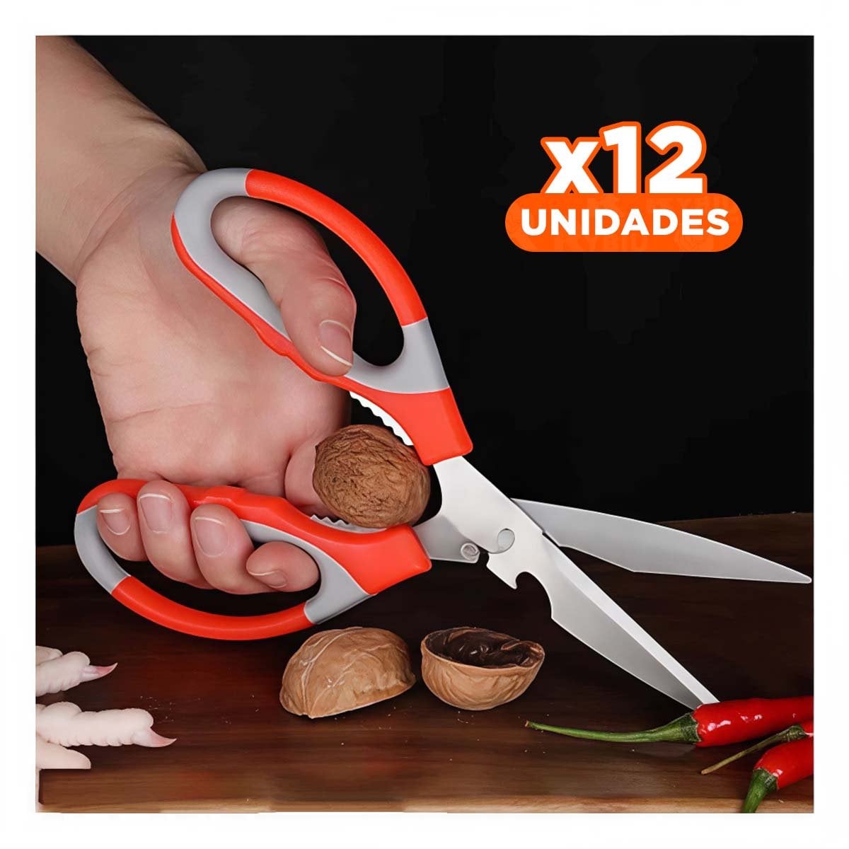 PACK2 ALICATE COCINA 3 EN 1 NARANJA ABRIDOR CORTADOR Y DESTAPADOR FACIL Y+PAPEL REGALO - 1