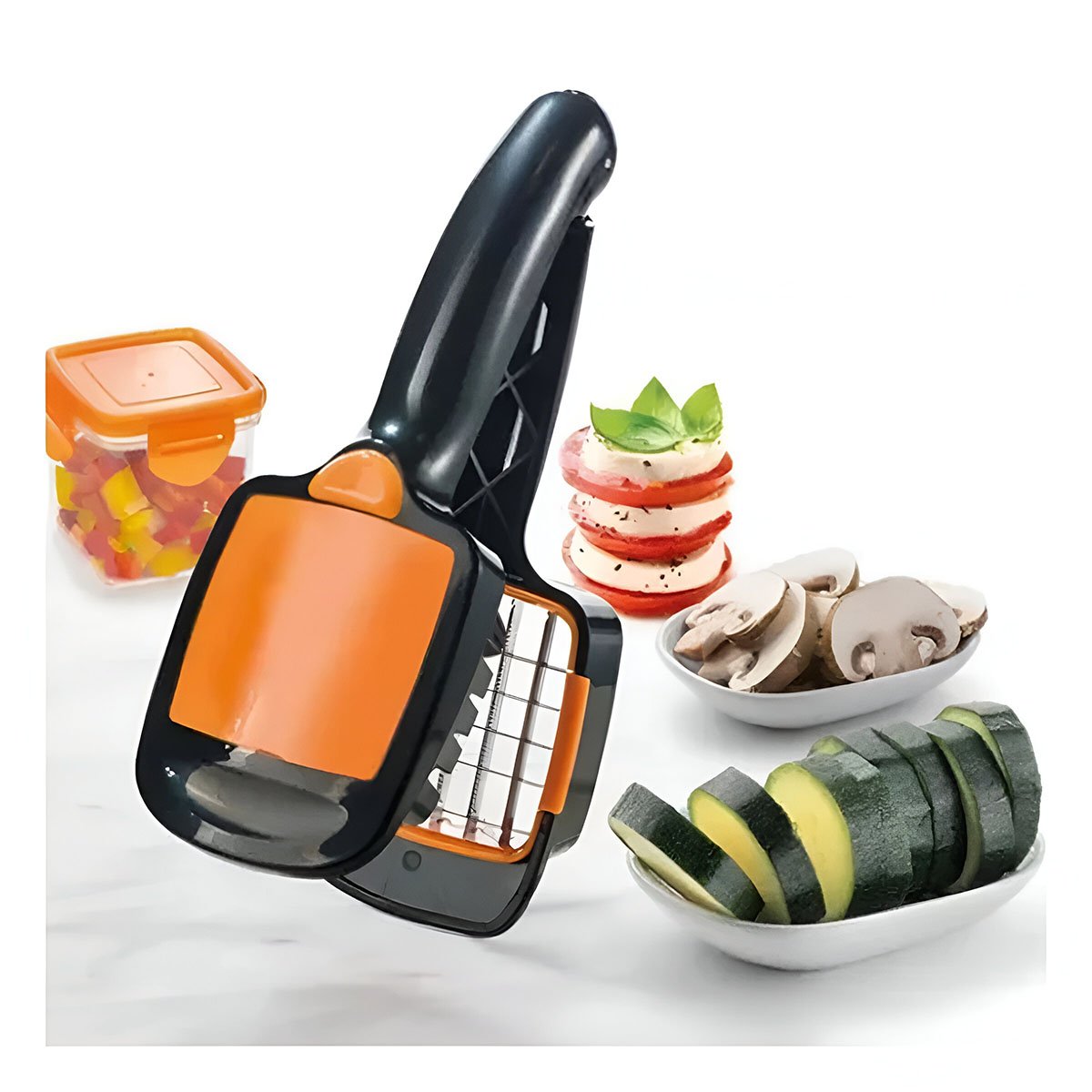 PACK4 APARATO PICADOR DE FRUTAS Y VERDURAS NEGRO Y NARANJA PREPARACION FACIL Y+PAPEL REGALO - 5
