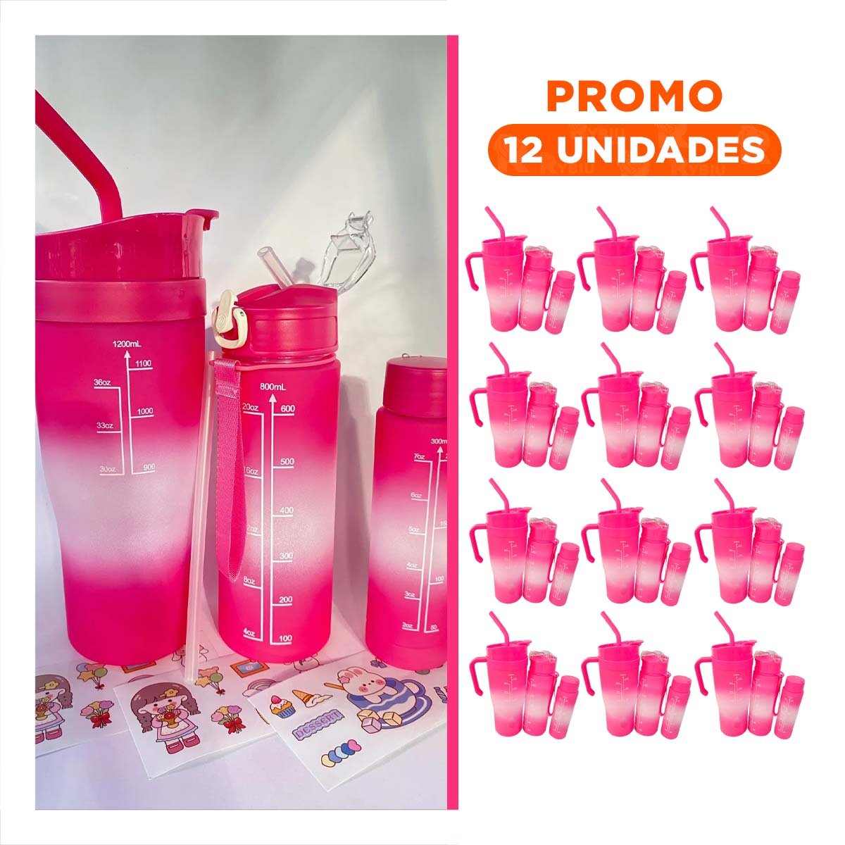 PACK12 EQUIPO TRIO TRICOLOR FUCSIA Y BLANCO SEGURO Y PRACTICO EN HOGAR DIARIO - 1