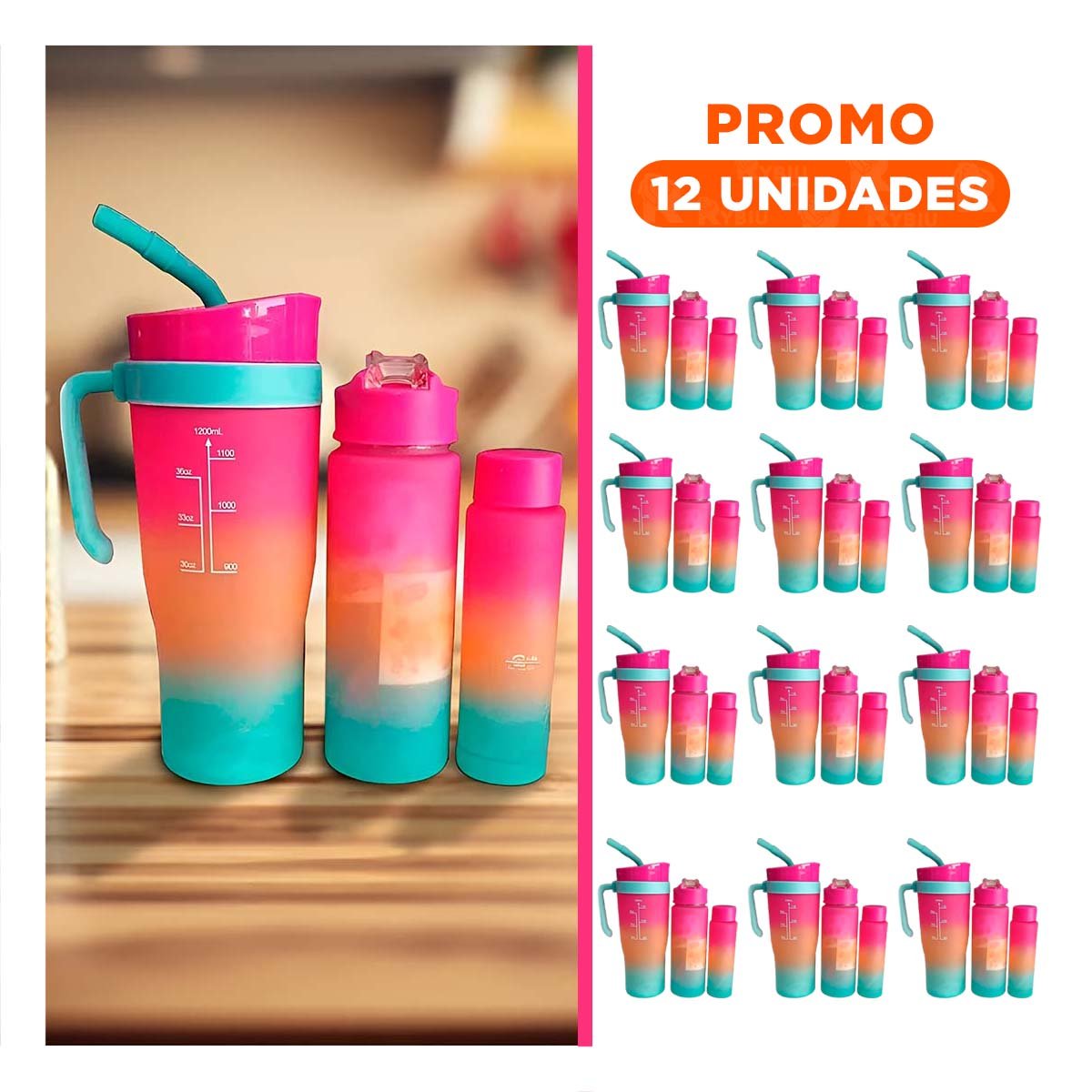 PACK12 EQUIPO TRIO TRICOLOR 1200ML 800ML 300ML SEGURO Y PRACTICO PARA COCINA - 1